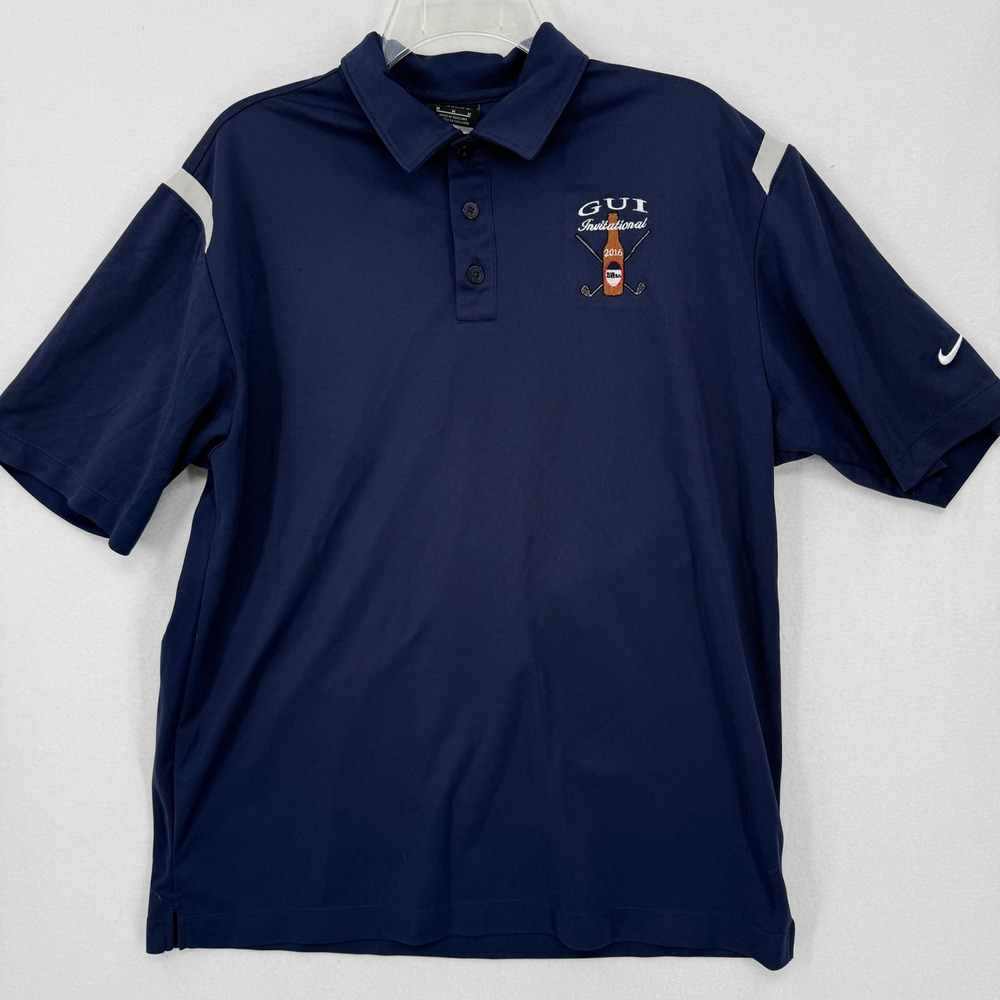 Nike‎ Golf Polo Shirt Mens Medium Blue GUI Invitational 2016 Michelob Dri-FIT